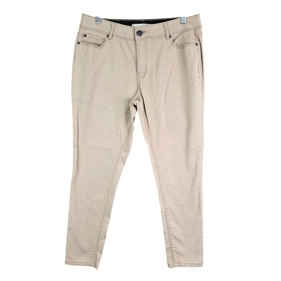 Womens C. 1946 Denim Contemporary Beige Skinny Pants Cotton Blend Size 12 - Picture 1 of 10